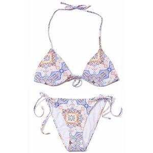 NWT String Bikini Set Triangle Paisley Print S/M